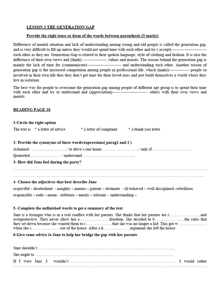 Understanding the Generation Gap | PDF