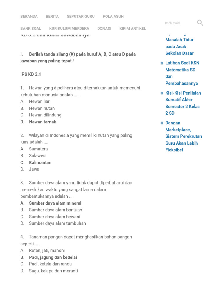 Memahami Lingkungan Sekitar: Soal IPS KD 3.2 Kelas 4 SD untuk Mengasah Pemahaman