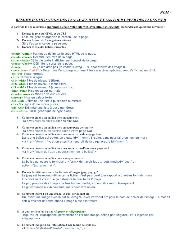 Utilisation de HTML et CSS pour le Web | PDF | Html | Langage de balisage