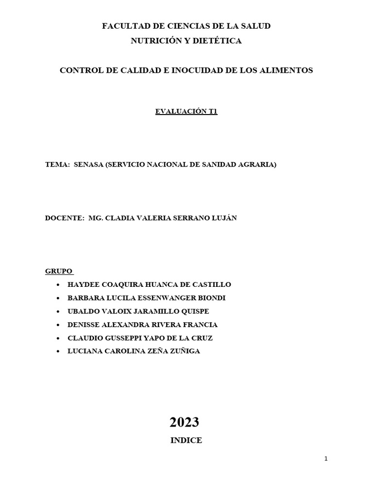 Calidad e Inocuidad de Los Alimentos-T1 | PDF | Análisis de Riesgo y ...
