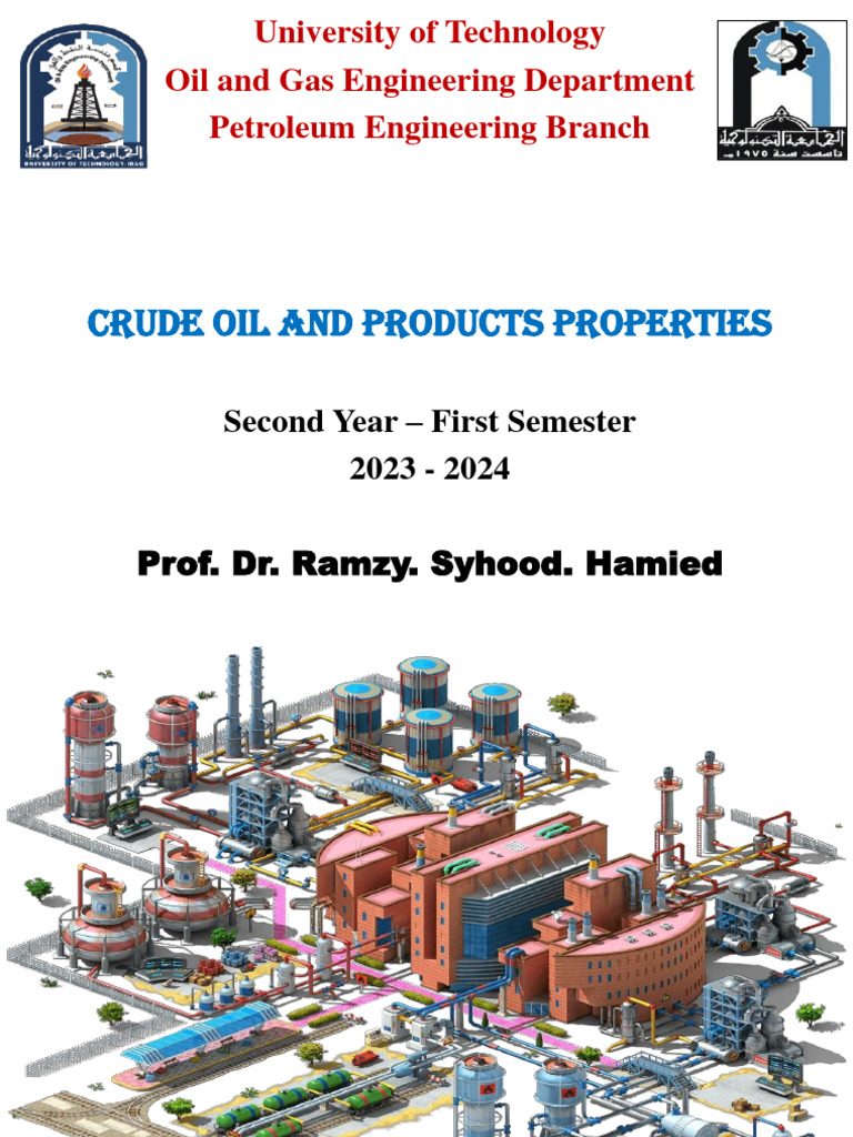 Crude Oil and Products Properties PDF Petroleum Chemistry
