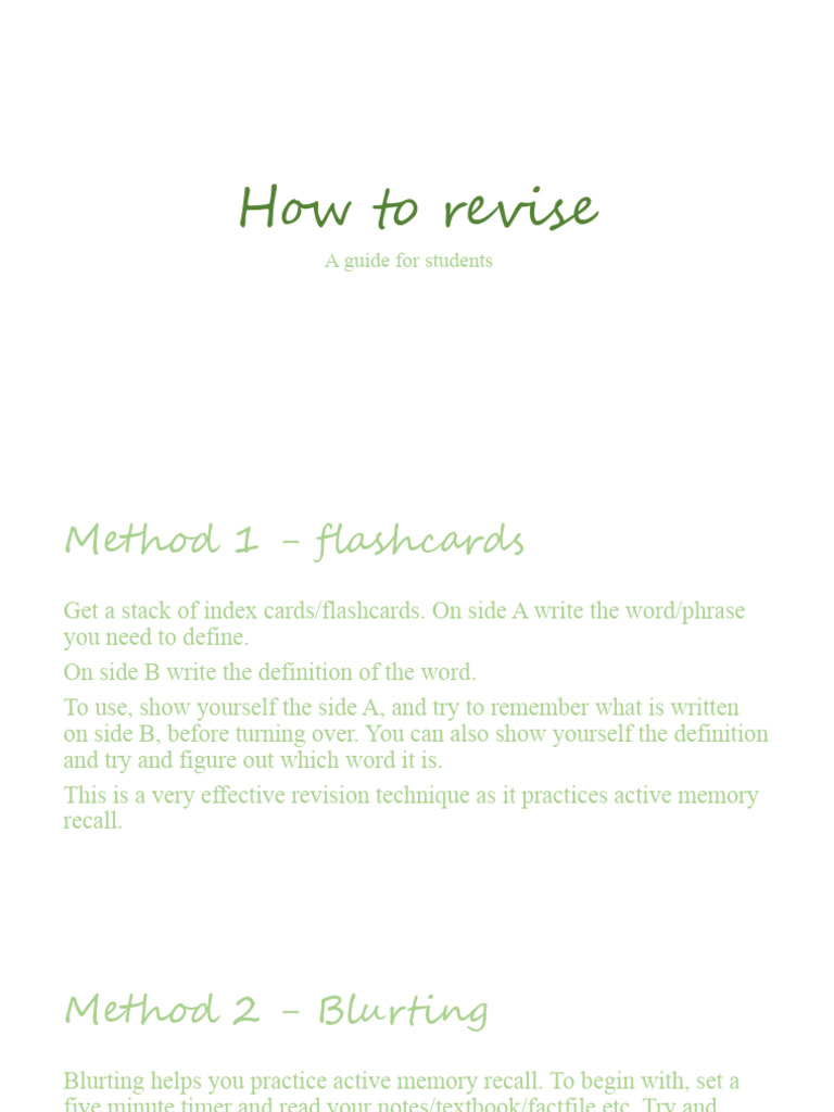 Effective Blurting Revision Techniques | PDF