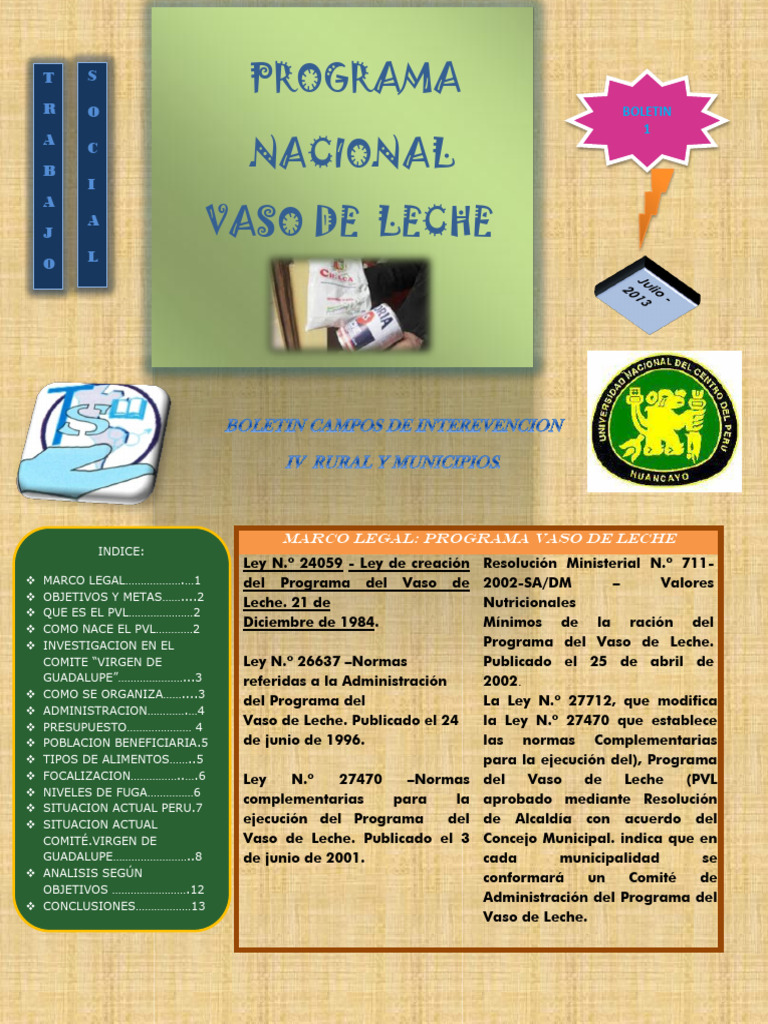 Programa nacional vaso de leche t r a b a j o s o c i a l descargar