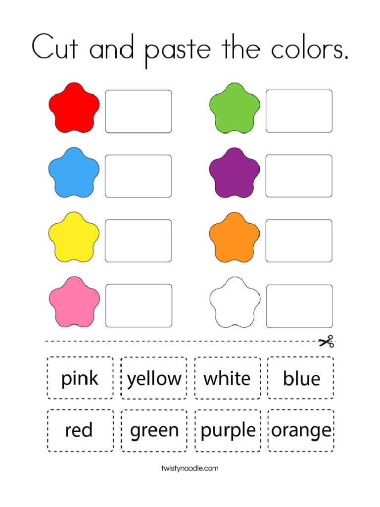 Cut and Paste The Colors Coloring Page - Twisty Noodle | PDF