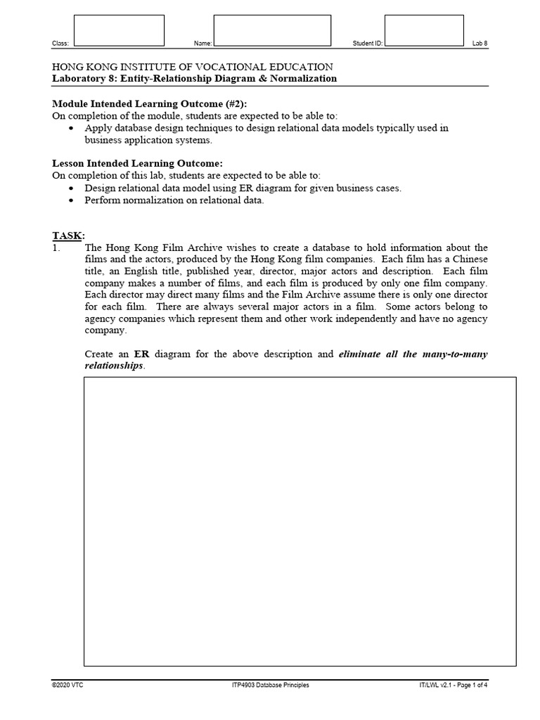 ITP4903 Laboratory 8 (v2.1 - LWL) - Answer Sheet | PDF | Relational ...