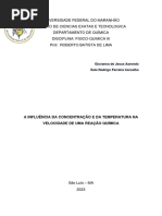 RELATÓRIO 1 - A Influência Da Concentração e Da Temperatura Na Velocidade Das Reações