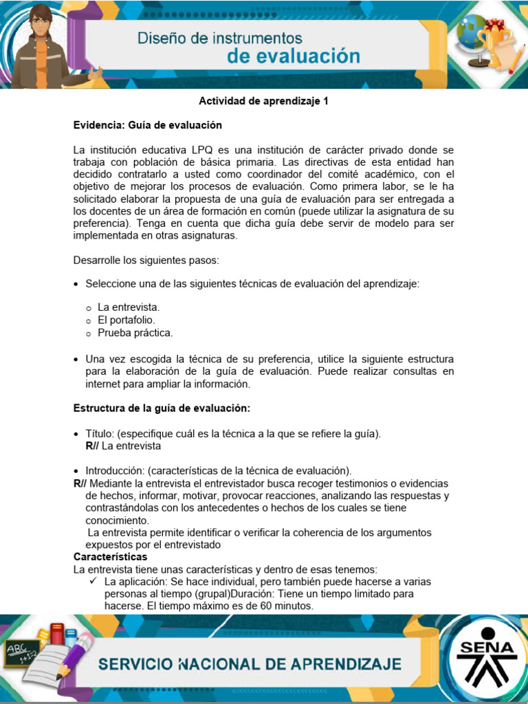 Guía de Evaluación: Entrevista Educativa | PDF | Evaluación | Aprendizaje