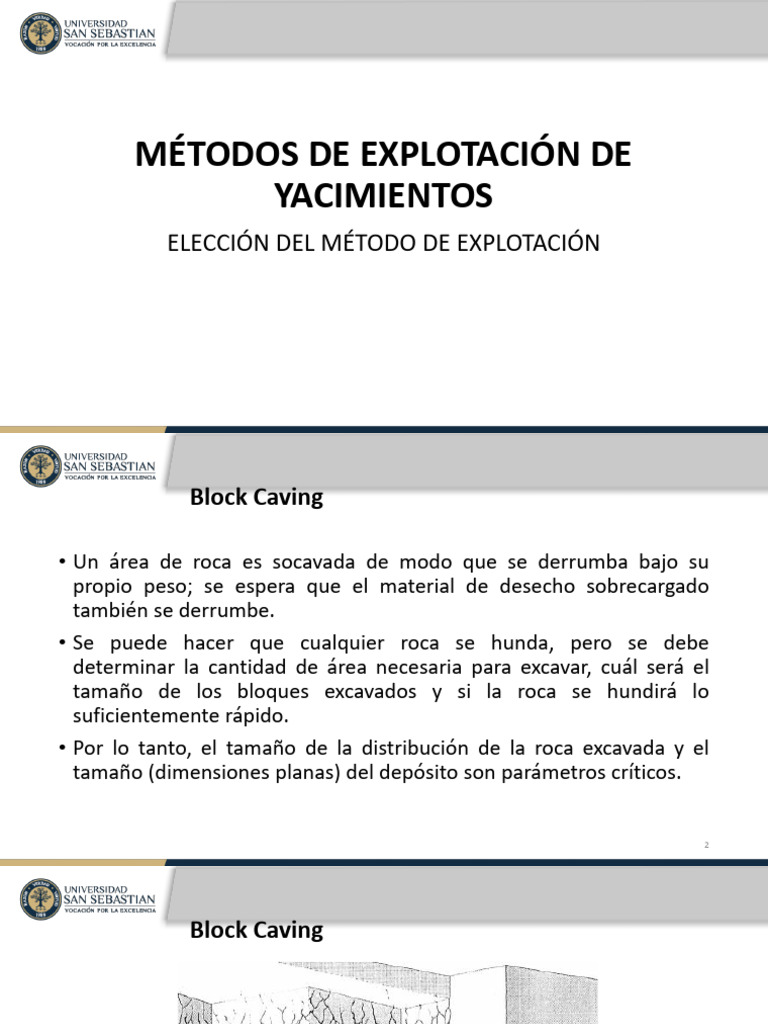 Métodos de Explotación de Yacimientos Mineros | PDF | Minería | Minerales