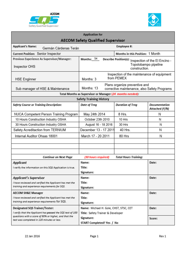 SQS Application Form Final | PDF | Business | Labor