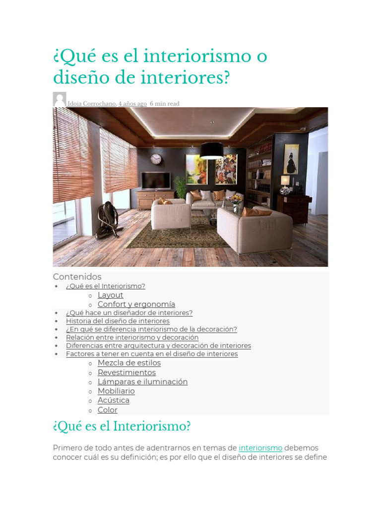 Definición y conceptos de interiorismo | PDF | Diseño de interiores ...
