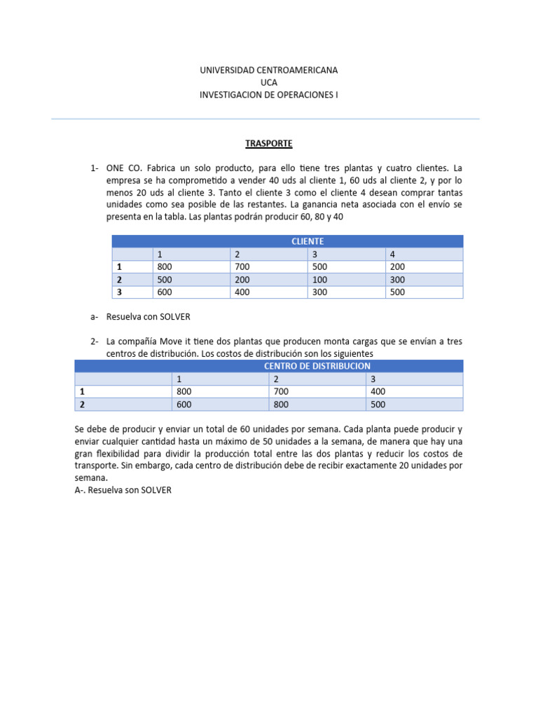 Optimización de Transporte con Solver | PDF | Transporte | Economias