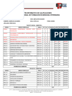 Boletín Informativo de Calificaciones Programa Nacional de Formación en Medicina Veterinaria