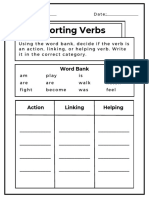 Black and White Simple Sorting Verbs Education Worksheet