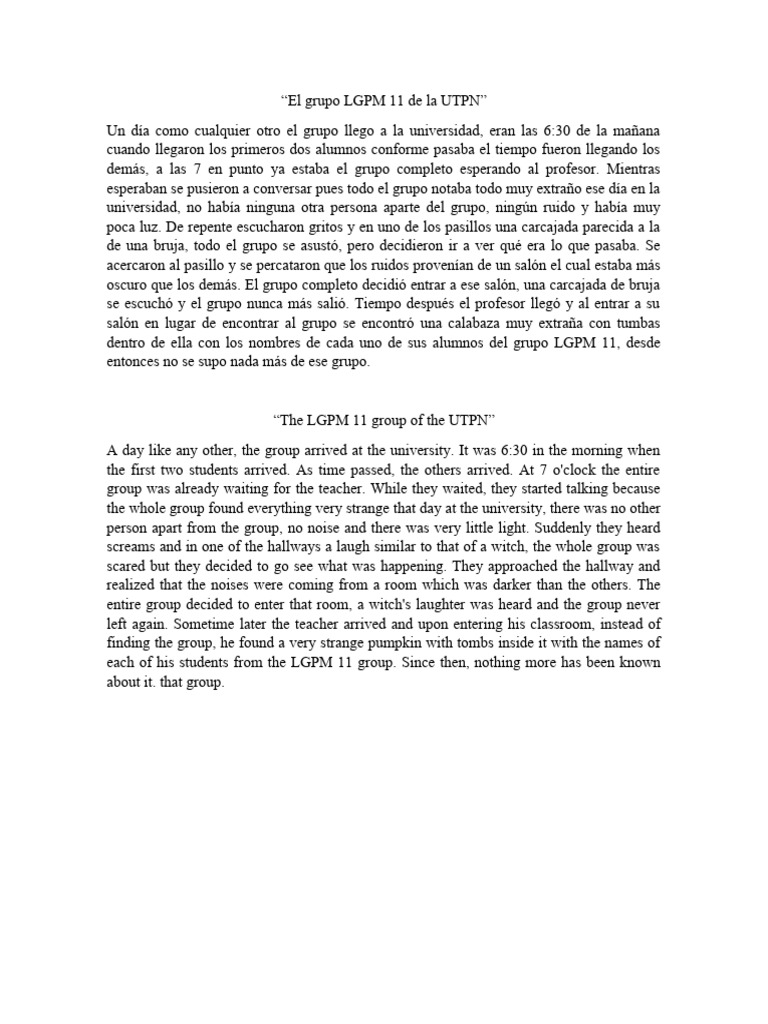 Historia para La Calabaza (Ingles) PDF