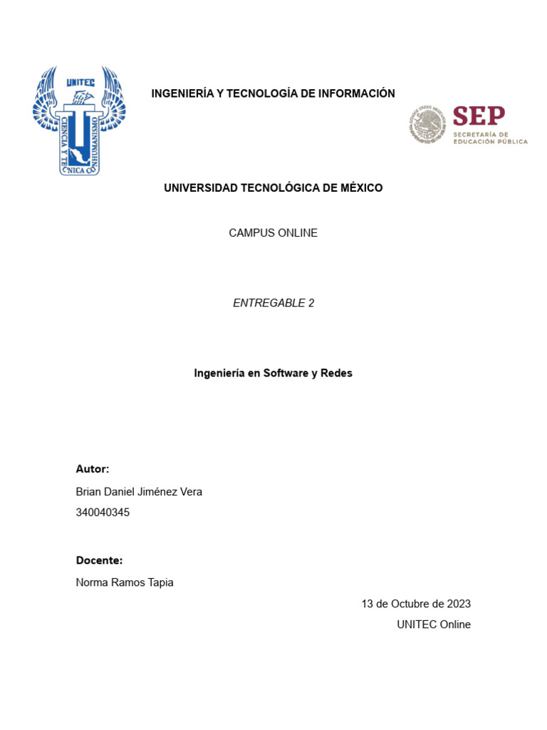 Entregable 2 Ingenieria y Tecnologias de Informacion | PDF | Red de ...