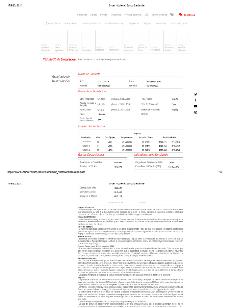 Simulador Hipoteca Banco Santander