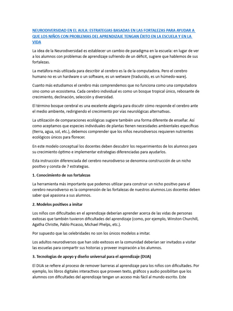 Neurodiversidad en El Aula | PDF | Aprendizaje | Enseñando