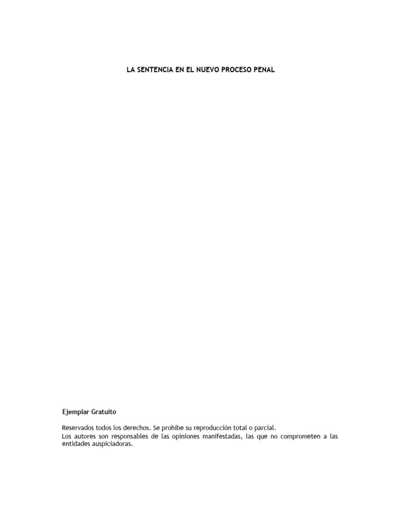 La Sentencia en El Nuevo Proceso Penal | PDF | Derecho penal