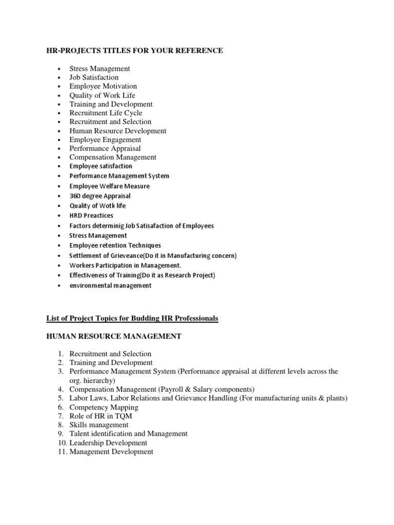 thesis topics for hr