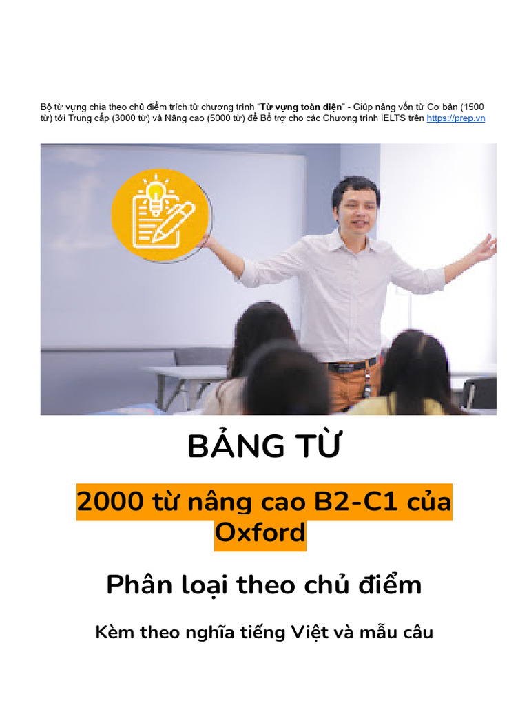 Oxford 2000 Words by Topic With Vietnamese Definition and Example
