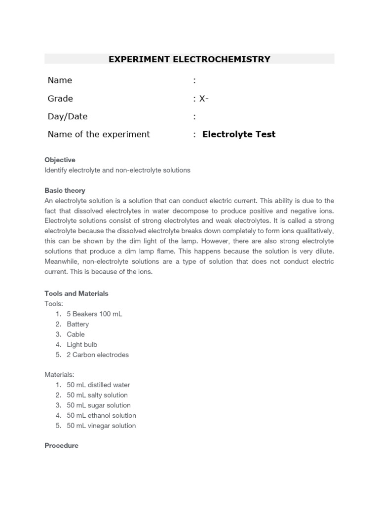 Experiment Electrolyte Solution PDF