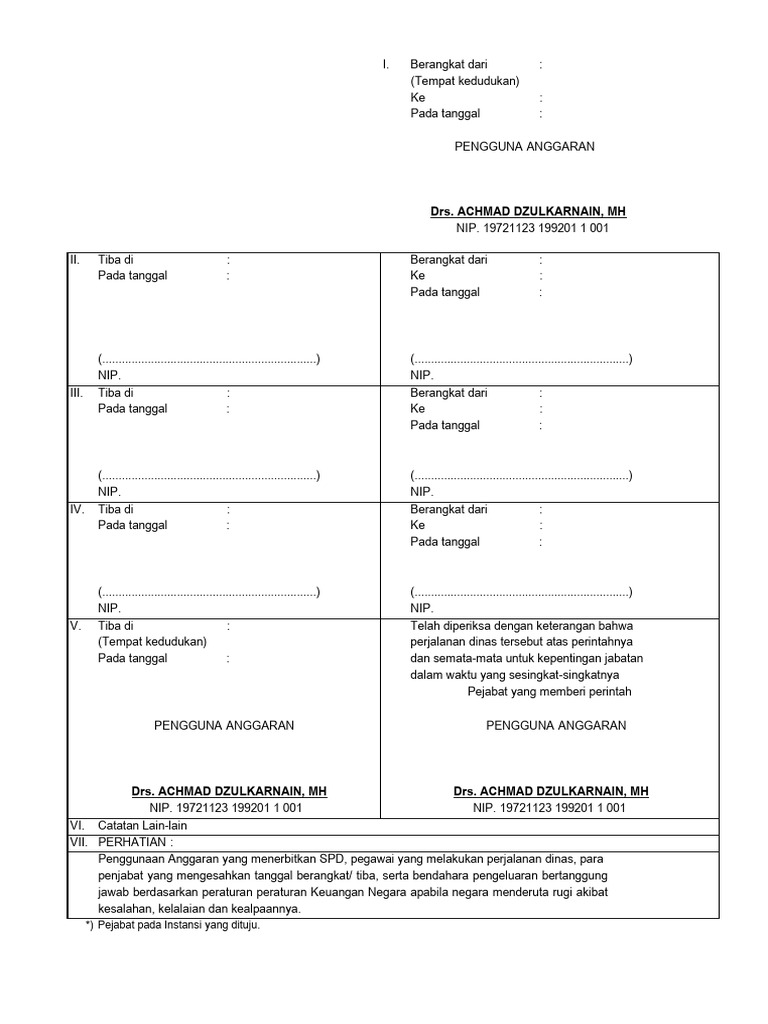 Format dan Contoh SPPD 2025 | PDF