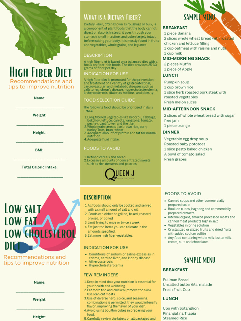 Diet Guide (HF, LSLFLC, DM, LP) | PDF | Diet & Nutrition | Dietary Fiber