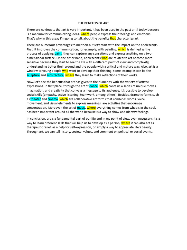 The Benefits of Art PDF