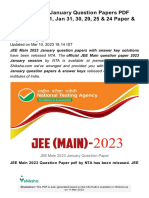 JEE Main 2023 January Question Papers PDF Available: Feb 1, Jan 31, 30, 29, 25 & 24 Paper & Answer Keys