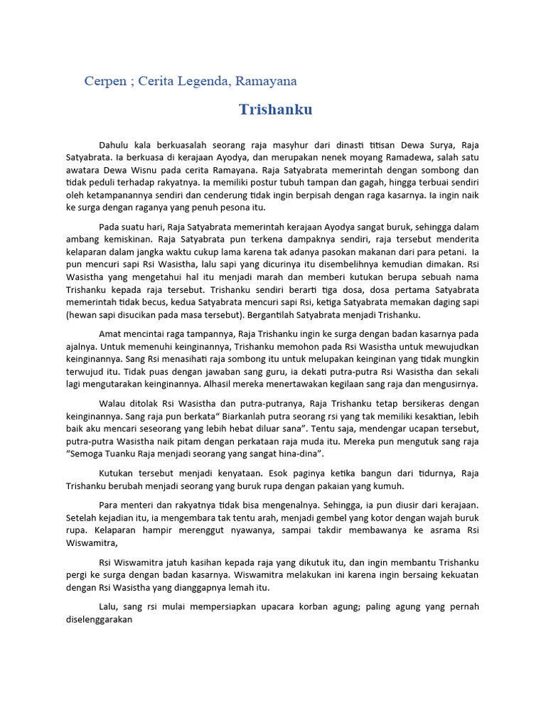 Legenda Trishanku dalam Ramayana | PDF