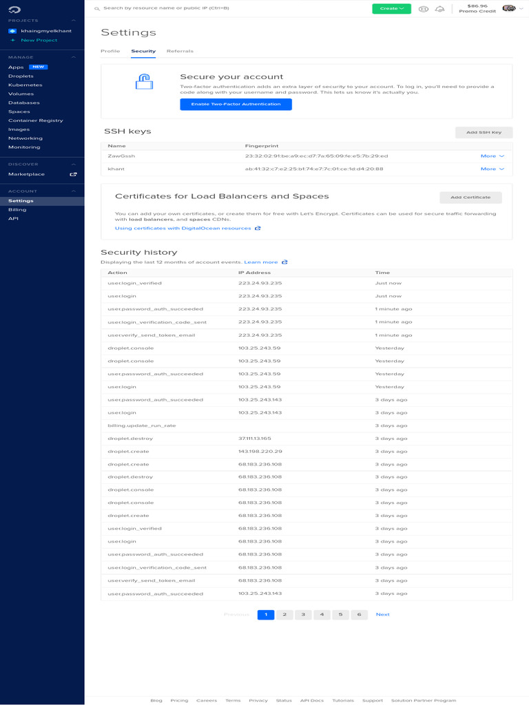 Account DigitalOcean PDF User Computer Science