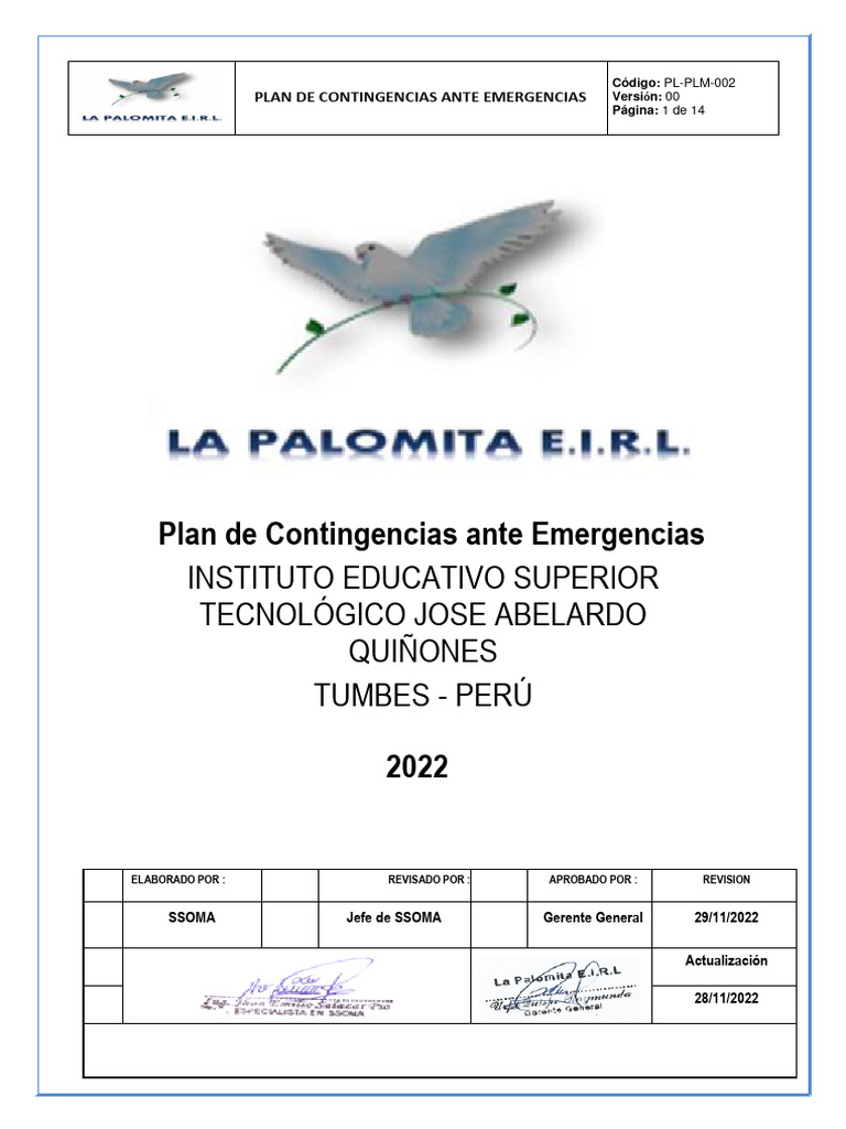 Plan de Contingencias ante Emergencias | PDF | Primeros auxilios ...