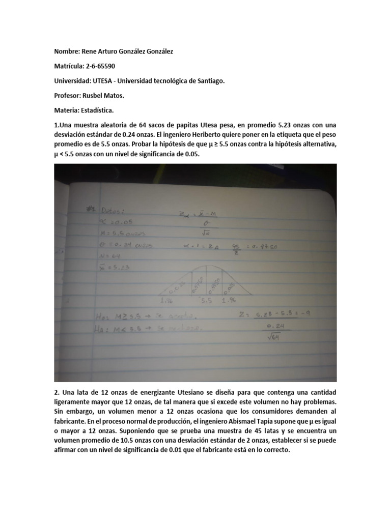 Desarrollo de Ejercicios - Estadistica | PDF | Estadísticas | Análisis ...