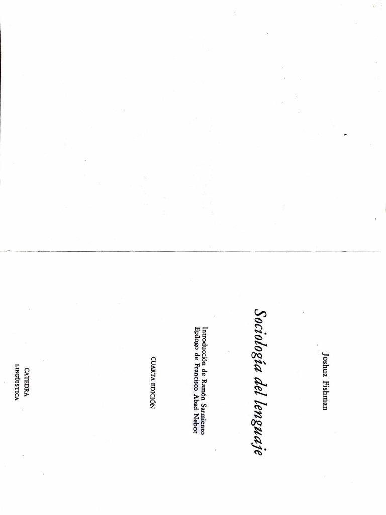 Joshua Fishman - Sociologia Del Lenguaje - Cap VI | PDF