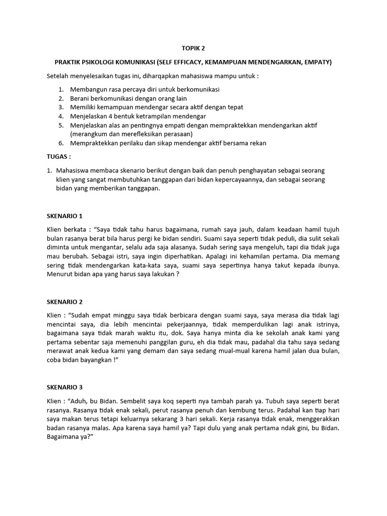 Tugas Role Play Topik 2 Komunikasi Pdf