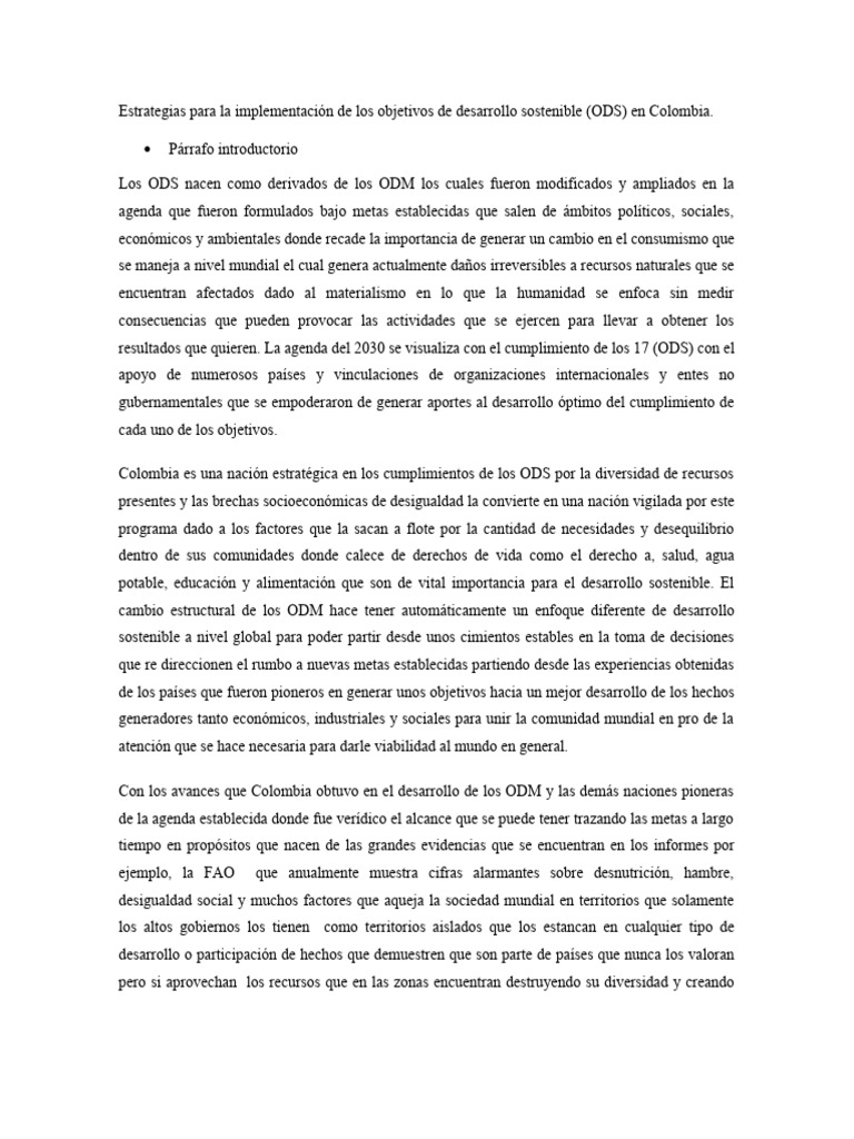 Estrategias para La Implementación de Los Objetivos de Desarrollo ...