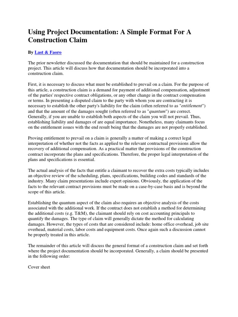 Rules For Claim Analysis - Report Writing | PDF | Damages ...