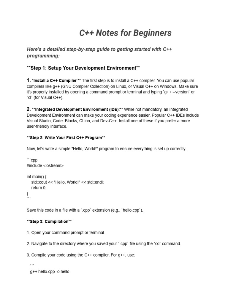 C++ Notes | PDF | Integrated Development Environment | Software