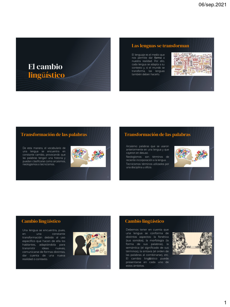 El cambio lingüístico PDF Palabra Lingüística
