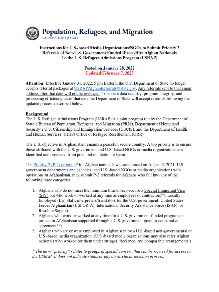 US Refugee Admissions Program P-2 Guide | PDF | Identity Document | Refugee