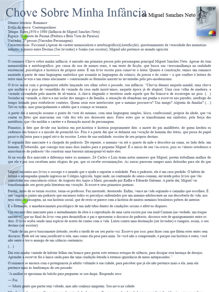 Chove Sobre Minha Infância | PDF | Livros de ficção