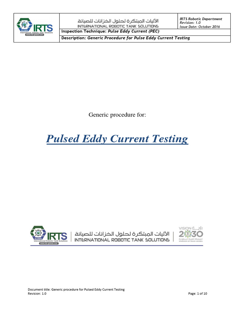 IRTS Pulsed Eddy Current Testing Work Procedure PDF Ultrasound