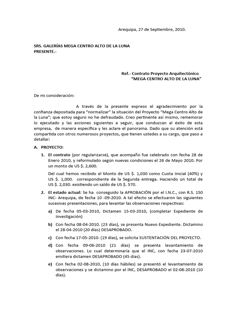 Carta Arquitecto | PDF
