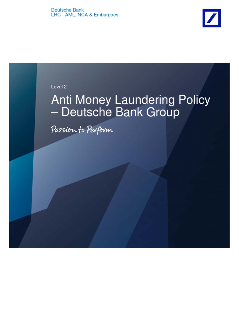 Deutsche Bank Group Anti Money Laundering Policy Pdf Money Laundering Terrorism Financing