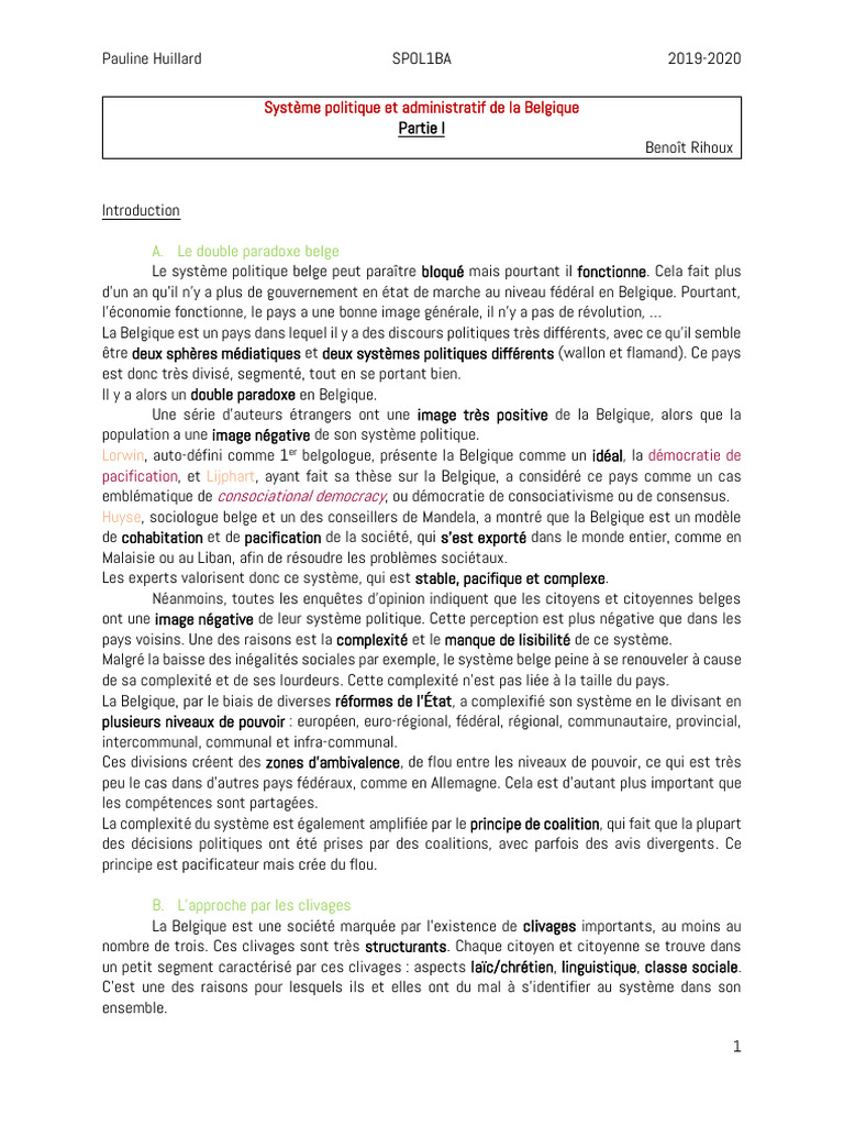 Système politique belge : enjeux et clivages | PDF | Belgique | Tutsis