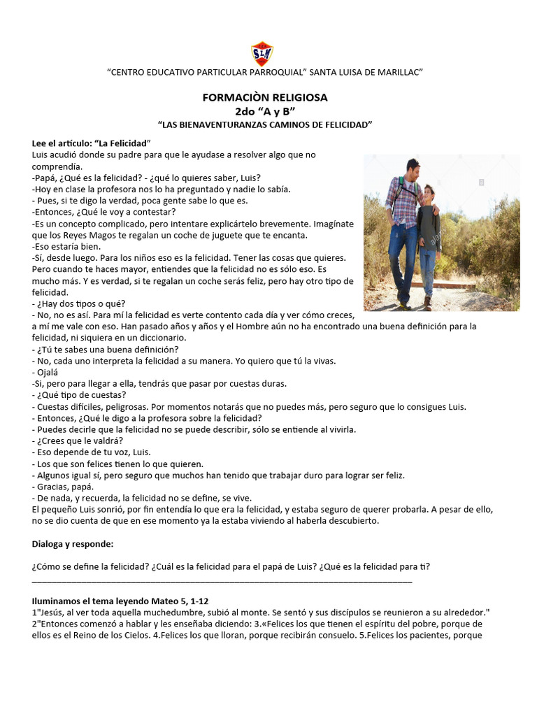 Bienaventuranzas: Camino a la Felicidad | PDF | Bienaventuranzas ...