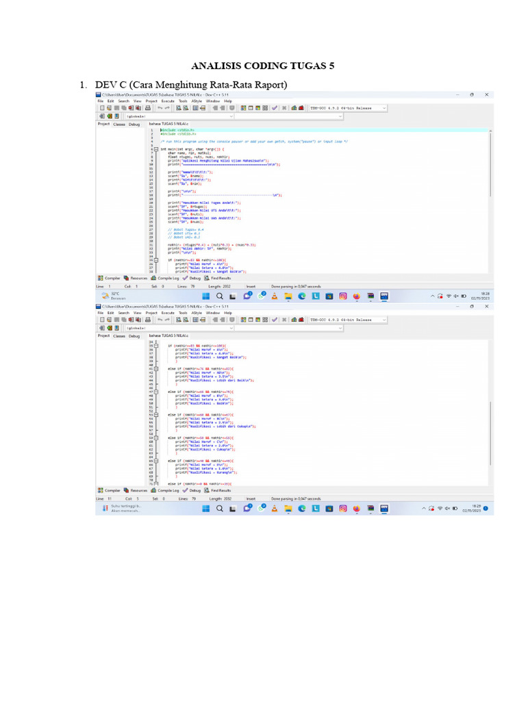 Analisis Coding Rata-Rata Raport C & Python | PDF