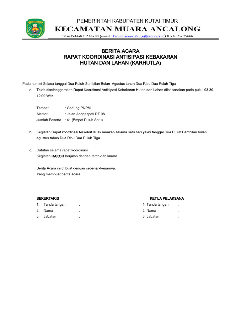 Berita Acara Rakor | PDF