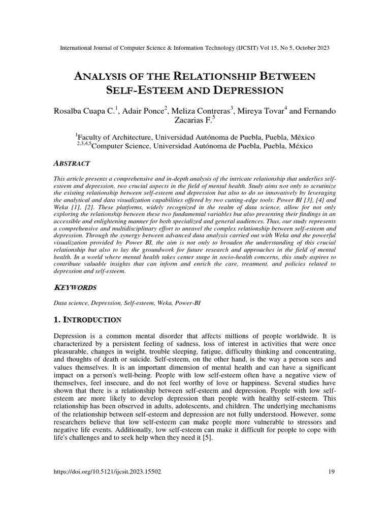 Analysis of The Relationship Between Self-Esteem and Depression | PDF ...