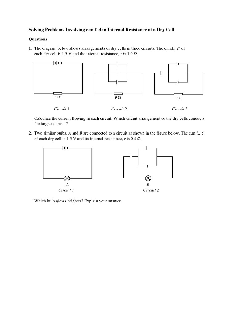 e.m.f. and Internal Resistance in Circuits | PDF | Science & Mathematics